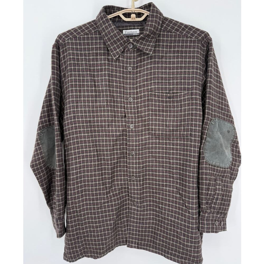 Vintage Firethorn Silver Lined Flannel Shirt Jacket Plaid Suede Patches  XL